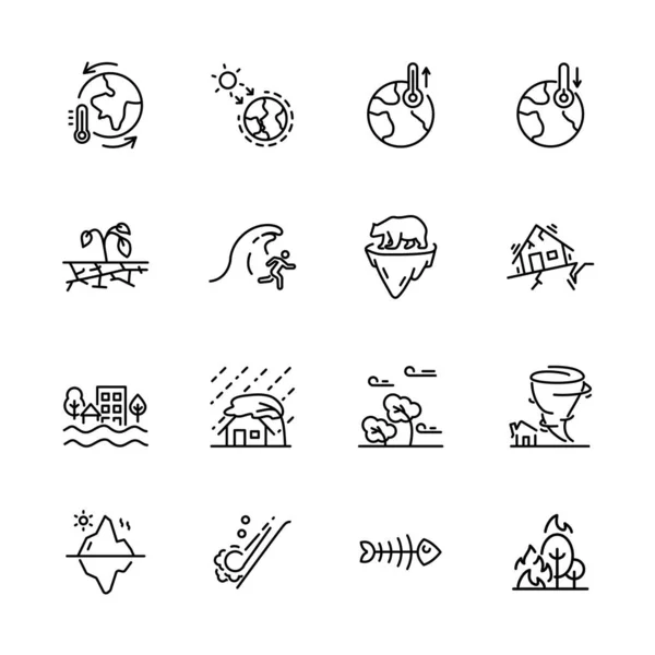 Set Climate Change Icons Vector Illustration — Stock Vector