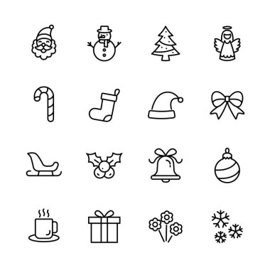 Noel kutlaması, xmas, kış selamlaması, element izole simgeleri, vektör illüstrasyonu