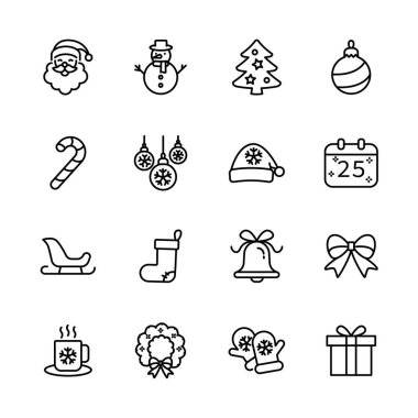 Noel kutlaması, xmas, kış selamlaması, element izole simgeleri, vektör illüstrasyonu