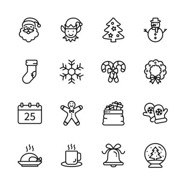 Noel kutlaması, xmas, kış selamlaması, element izole simgeleri, vektör illüstrasyonu