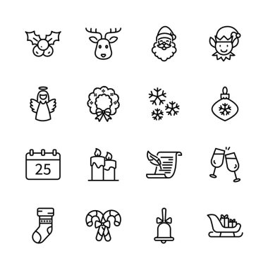 Noel kutlaması, xmas, kış selamlaması, element izole simgeleri, vektör illüstrasyonu