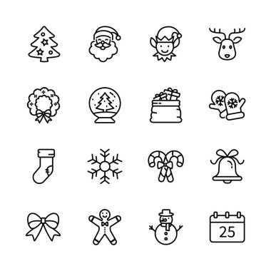 Noel kutlaması, xmas, kış selamlaması, element izole simgeleri, vektör illüstrasyonu