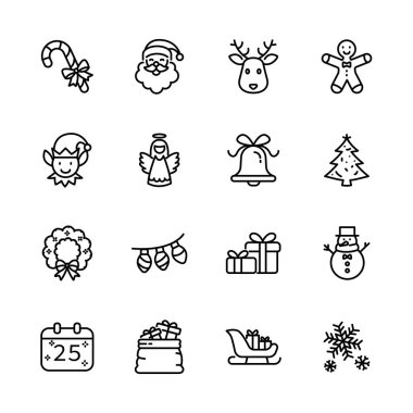 Noel kutlaması, xmas, kış selamlaması, element izole simgeleri, vektör illüstrasyonu