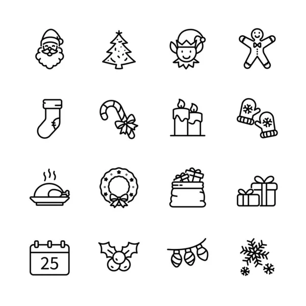 Celebrazione Natale Natale Auguri Invernali Icone Isolate Elemento Illustrazione Vettoriale Grafiche Vettoriali