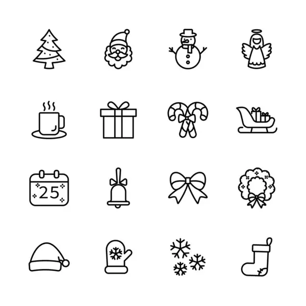 Christmas Celebration Xmas Winter Greeting Element Isolated Icons Vector Illustration Stock Illustration