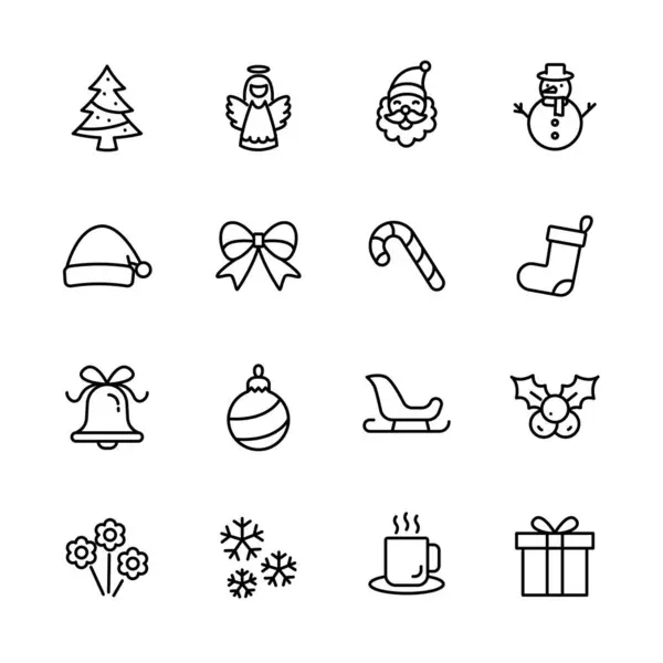 Празднование Рождества Рождество Зимнее Приветствие Элемент Изолированные Иконы Векторные Иллюстрации Лицензионные Стоковые Иллюстрации