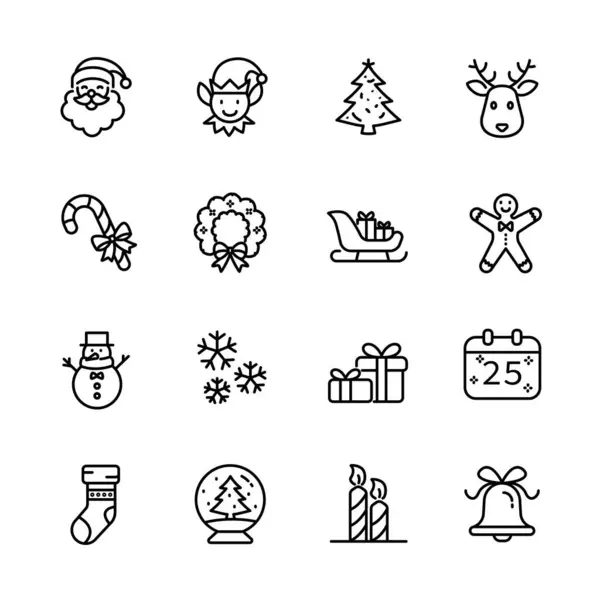 Celebrazione Natale Natale Auguri Invernali Icone Isolate Elemento Illustrazione Vettoriale Illustrazioni Stock Royalty Free