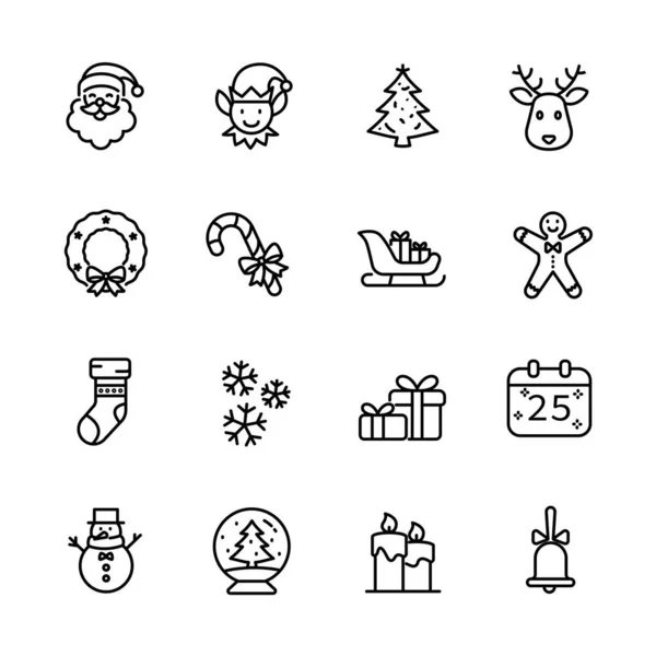 Celebración Navidad Navidad Saludo Invierno Elementos Iconos Aislados Vector Ilustración Vector de stock