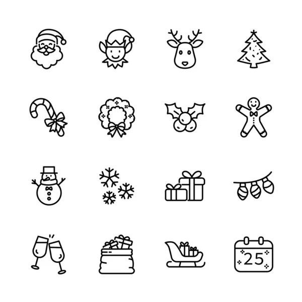 Празднование Рождества Рождество Зимнее Приветствие Элемент Изолированные Иконы Векторные Иллюстрации Стоковая Иллюстрация