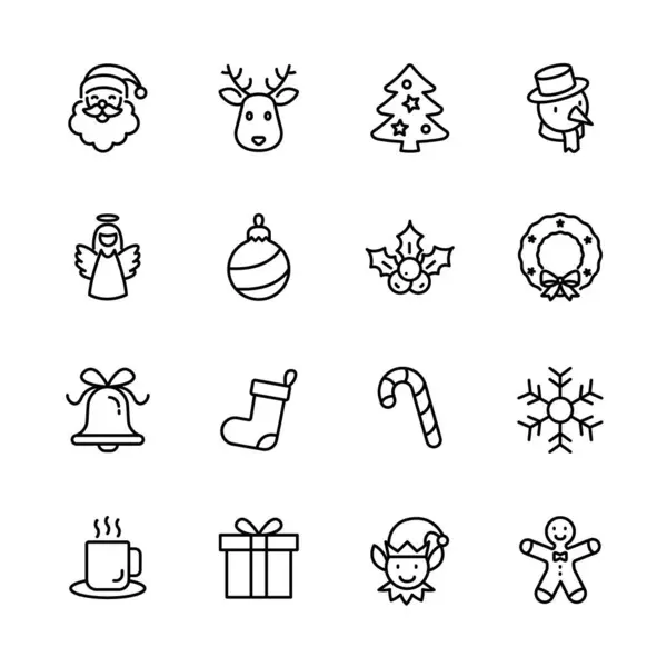 Celebrazione Natale Natale Auguri Invernali Icone Isolate Elemento Illustrazione Vettoriale Vettoriali Stock Royalty Free