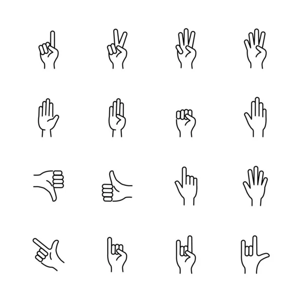 Иконки Рук Пальцев Значки Знаков Сигналов Рук Векторная Иллюстрация Лицензионные Стоковые Векторы