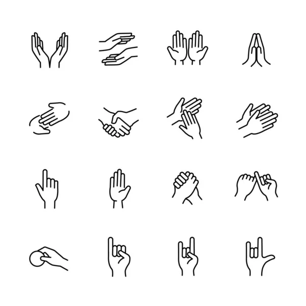 Ikony Dłoni Palców Ikony Znaków Sygnałów Ręcznych Ilustracja Wektora Grafika Wektorowa