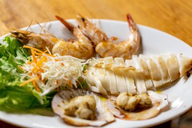 Set of raw seafood for grill