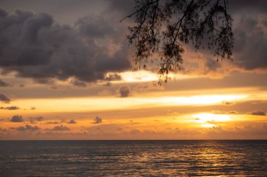 Sahilde muhteşem yaz gün batımı görünümü