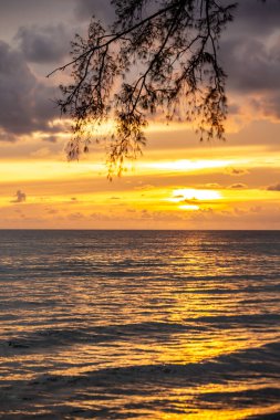 Sahilde muhteşem yaz gün batımı görünümü