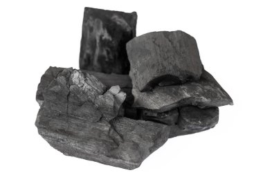 natural charcoal on a white background