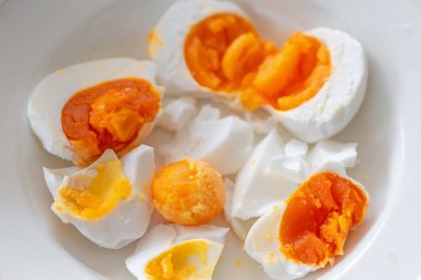 Salted egg and Salted Egg Yolk on rice porridge