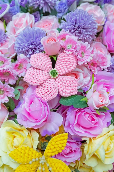 Múltiplas Coloridas Várias Flores Falsas Forma — Fotografia de Stock