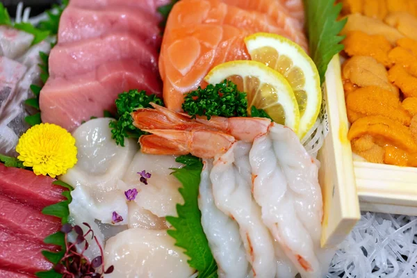 Verschiedene Rohe Fisch Sashimi Einem Restaurant — Stockfoto