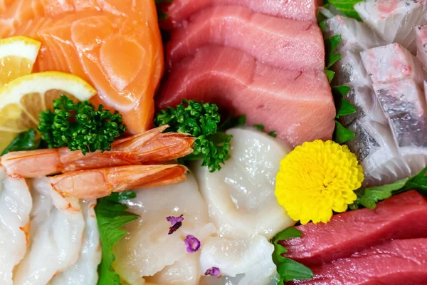 Assorted Raw Fish Sashimi Restaurant — Stock Photo, Image