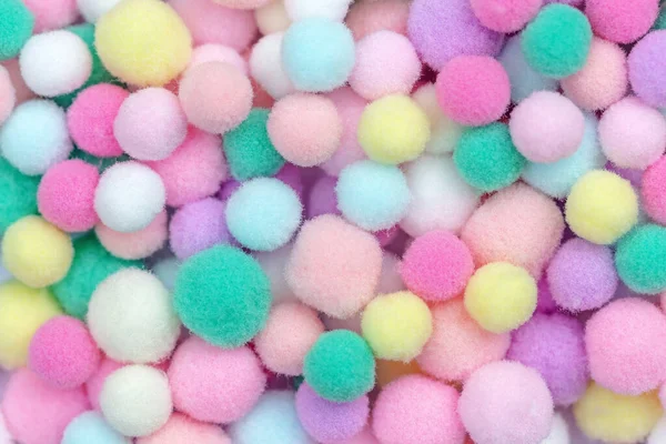Pastelowe Kulki Lub Pom Pom Balls Tkaniny — Zdjęcie stockowe