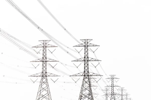 Postes Electricidad Cielo Colorido Atardecer — Foto de Stock