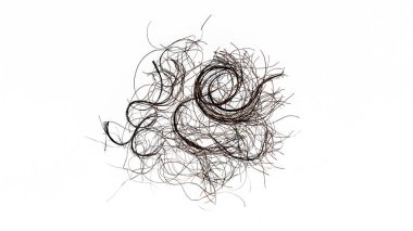 Beyaz arkaplanda izole edilmiş soyut saç dokusu.