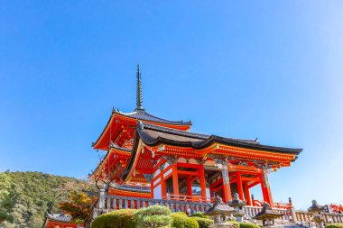 Kyoto 'daki ünlü fushimi-inari türbesinin güzel manzarası. Japonca