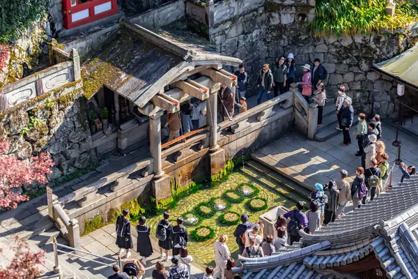 stock image Red pagoda in Kiyomizu-dera temple in Kyoto Japan