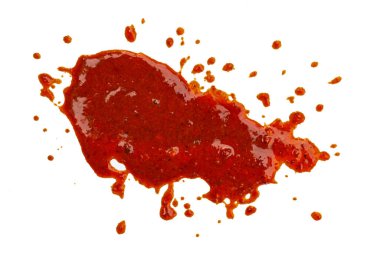 Beyaz arkaplanda kırmızı ketçap