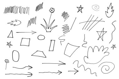 Vektör El Çizilmiş Karalama Elemanları