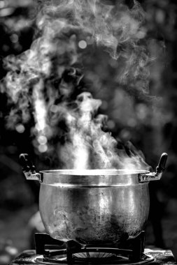 bir kamp ateşi üzerinde pişirme