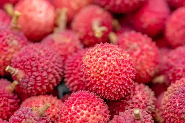 Lychee meyveleri, Tayland 'da taze liçi, yakın çekim..