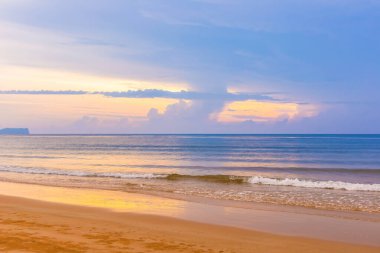 Seyahat ve tatil için palmiye ağaçları olan güzel tropikal deniz ve sahil
