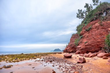 Atlantik kıyısındaki kızıl kayalıklar