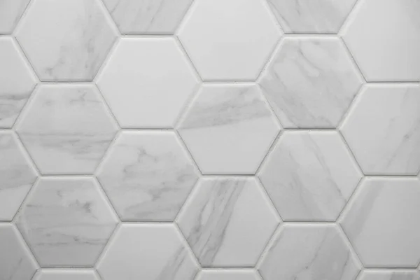 Λευκό Εξάγωνο Πλακίδιο Μοτίβο Μαρμάρινη Υφή — Φωτογραφία Αρχείου