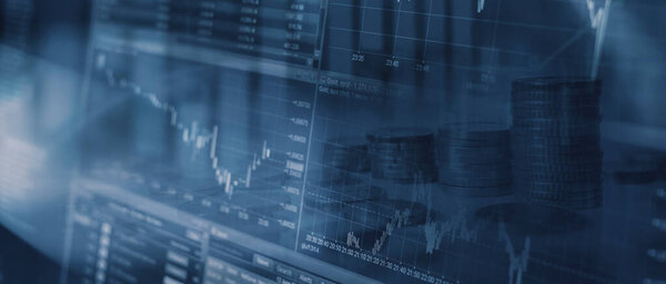 stock market or forex trading concept. financial growth graph and business investment background. banner