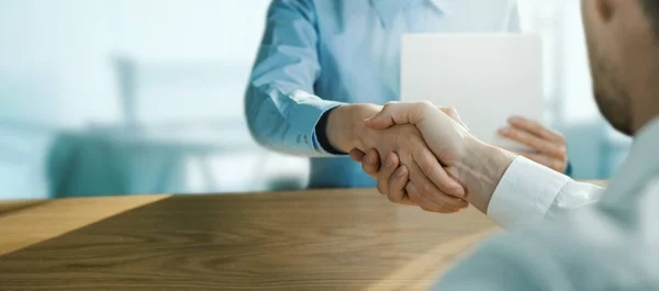 Business People Handshake Office Businessmen Partnership Agreement Cooperation Concept Banner — Photo