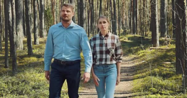 Skogtakstmann Eller Kjøper Eier Går Utfører Eiendomsinspeksjon Verdivurdering Skogbruksvirksomhet – stockvideo
