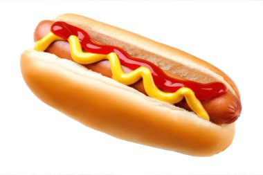 hot dog with ketchup and mustard isolated on white background clipart
