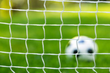 Kalenin arkasındaki çimenlikte futbol topu