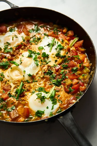 stock image Moroccan Shakshuka. Mediterranean Goodness Shakshuka with Vibrant Colors and Bold Flavors High quality photo