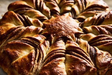 Noel Tarçın Yıldızı ekmeği. Yeni pişmiş ev yapımı. Yüksek kalite fotoğraf