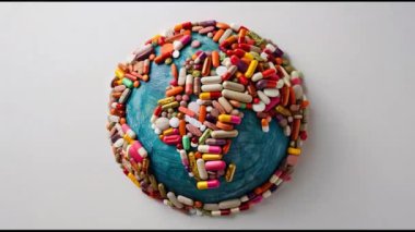 Renkli Haplarla Küresel Sağlık Konsepti. Yüksek kaliteli FullHD görüntüler