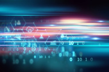 Evrende ışık hızı zoom seyahat ve Samanyolu yıldız retro tarzı 3d illüstrasyon