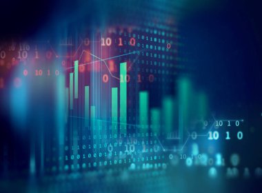 Finansal kriz ve finansal erimeyi temsil eden teknolojik arkaplan grafiği