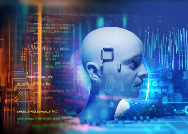Konzeptioneller Hintergrund Des Roboters Mit Künstlicher Intelligenz Illustratio Stockfoto