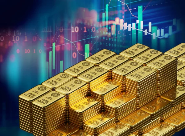 Stack Shiny Gold Bars Trend Financial Gold Price Graph Concept Stock Image
