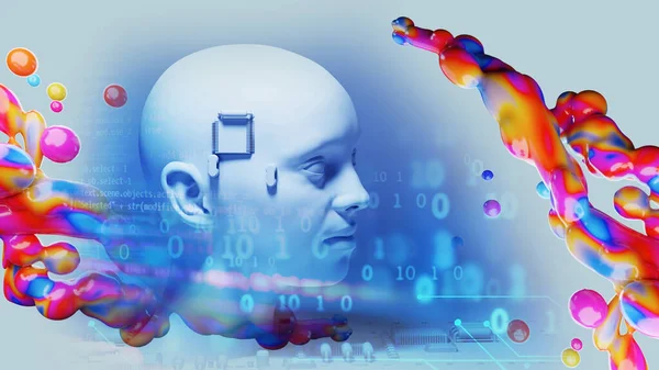 Roboterkopf Konzept Der Künstlichen Intelligenz Mit Chat Bot Konzept Illustratio Stockfoto