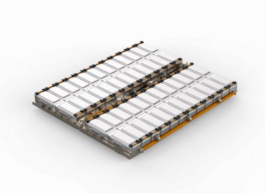 3d elektrikli araba aküsü ya da pil hücre modülü oluşturma